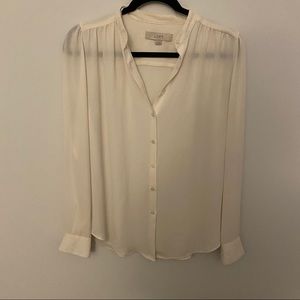 LOFT button down cream white long sleeve blouse